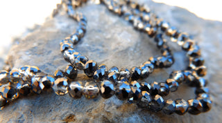 Crystal (Chinese) Faceted Abacus (Half Plated AB Black) 4x3mm *approx 150 beads on 17.5" Strand - Mhai O' Mhai Beads
 - 2