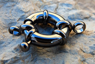 Clasp (Spring Lock Style) Gun Metal Color (Brass Base) 15 x 5 mm (Hole 3mm)  Sold Individually. - Mhai O' Mhai Beads
 - 3