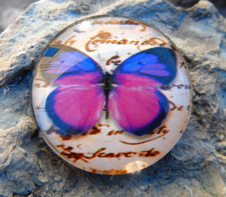 Cabochon (Glass)  *Butterfly  35 mm Diam Size (CLICK to see design options!) - Mhai O' Mhai Beads
 - 1