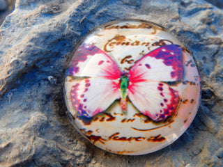 Cabochon (Glass)  *Butterfly  35 mm Diam Size (CLICK to see design options!) - Mhai O' Mhai Beads
 - 4