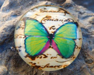 Cabochon (Glass)  *Butterfly  35 mm Diam Size (CLICK to see design options!) - Mhai O' Mhai Beads
 - 5
