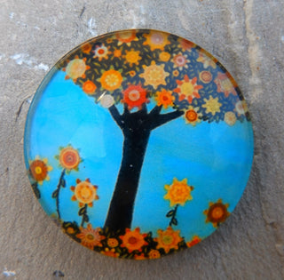 Cabochon (Glass)  *Tree of Life.   25  mm Diam Size (CLICK TO SEE DESIGN OPTIONS!) - Mhai O' Mhai Beads
 - 13