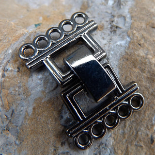 Clasp- Fold Over Watch Band Style...  5 Strand. 24x16.5x5mm, Hole: 2mm..  *Sold Individually.  See Drop Down for Color Options - Mhai O' Mhai Beads
 - 3