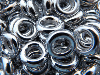 Czech Glass Donuts (12 mm Size)  Brightest of Silver  *See Drop Down for Options - Mhai O' Mhai Beads
