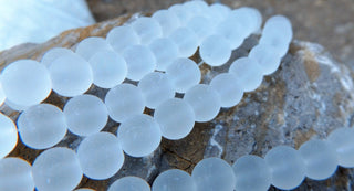 Glass- Frosted ("Engineered Beach Glass")  *Round White/Clear (See DropDown for Size Options) - Mhai O' Mhai Beads
 - 1