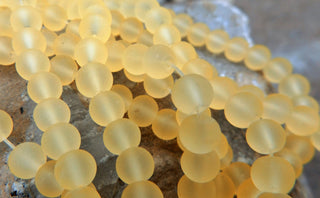 Glass- Frosted ("Engineered Beach Glass")  *Round Soft Yellow (See DropDown for Size Options) - Mhai O' Mhai Beads
 - 1
