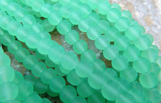 Glass- Frosted ("Engineered Beach Glass")  *Round Spring Green (See DropDown for Size Options) - Mhai O' Mhai Beads
 - 1