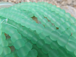 Glass- Frosted ("Engineered Beach Glass")  *Round Spring Green (See DropDown for Size Options) - Mhai O' Mhai Beads
 - 2