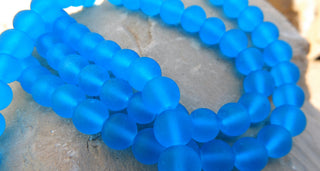 Glass- Frosted ("Engineered Beach Glass")  *Ocean Blue (See DropDown for Size Options) - Mhai O' Mhai Beads
