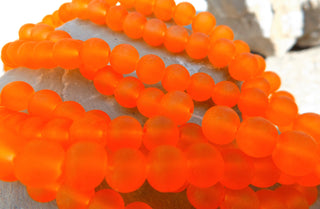 Glass- Frosted ("Engineered Beach Glass")  *African Orange Sun (See DropDown for Size Options) - Mhai O' Mhai Beads
