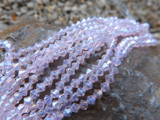 Crystal Bicone (Electroplated)  Pink 4x4mm (approx 83 beads per 13" strand). - Mhai O' Mhai Beads
 - 1