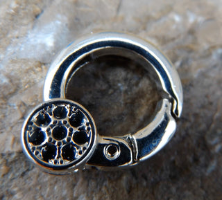 Spring Lock Clasp.  Platinum, 20x16.5x6mm; Hole: 2mm; Inner Diameter: 11mm - Mhai O' Mhai Beads
 - 1