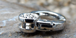 Spring Lock Clasp.  Platinum, 20x16.5x6mm; Hole: 2mm; Inner Diameter: 11mm - Mhai O' Mhai Beads
 - 2