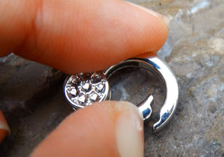 Spring Lock Clasp.  Platinum, 20x16.5x6mm; Hole: 2mm; Inner Diameter: 11mm - Mhai O' Mhai Beads
 - 3