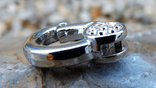 Spring Lock Clasp.  Platinum, 20x16.5x6mm; Hole: 2mm; Inner Diameter: 11mm - Mhai O' Mhai Beads
 - 4