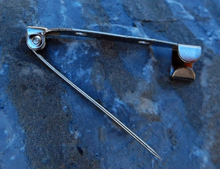 Iron Brooch Pin Findings.  (with two holes).  Platinum Color.  *Packed 10.  (See drop down for size options) - Mhai O' Mhai Beads
 - 2