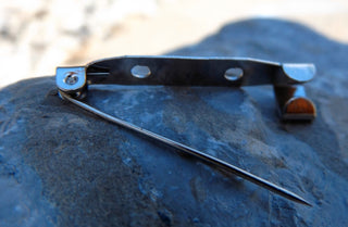 Iron Brooch Pin Findings.  (with two holes).  Platinum Color.  *Packed 10.  (See drop down for size options) - Mhai O' Mhai Beads
 - 1