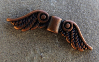 Metal Bead -(Wing) (WNGC83) Antique Copper Color Wing. 22 mm x 5 mm.   See drop down for options - Mhai O' Mhai Beads
