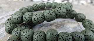 Lava (Rounds) *16 inch strand.  10mm Dark Green. - Mhai O' Mhai Beads
 - 1