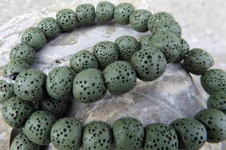 Lava (Rounds) *16 inch strand.  10mm Dark Green. - Mhai O' Mhai Beads
 - 2
