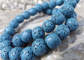 Lava (Rounds) *16 inch strand.  10mm Deep Blue. - Mhai O' Mhai Beads
 - 1