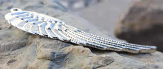 Metal Charm -(Single Wing) (WNGBBS18)  Single Wing Silver Color (50 x 18mm) with loop.  See Drop down for options - Mhai O' Mhai Beads
 - 2