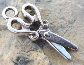 Charm (Scissors)  (Chsc0)  Silver color  30 x 13mm.   See drop down for options - Mhai O' Mhai Beads
 - 1