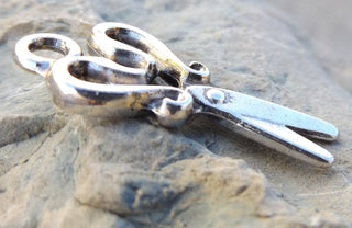 Charm (Scissors)  (Chsc0)  Silver color  30 x 13mm.   See drop down for options - Mhai O' Mhai Beads
 - 2