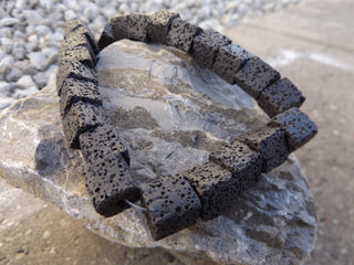 Lava (Cube) *16 inch strand.  12mm Black - Mhai O' Mhai Beads
 - 1