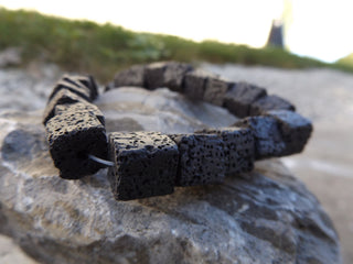 Lava (Cube) *16 inch strand.  12mm Black - Mhai O' Mhai Beads
 - 2