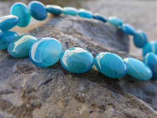 Agate Striped (12 mm Coin) (16" Strand.  Approx 32 Beads ) - Mhai O' Mhai Beads
 - 2