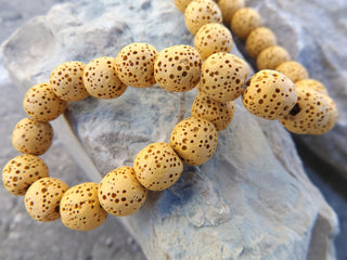 Lava (Rounds) *16 inch strand.  10mm Mustard. - Mhai O' Mhai Beads
 - 1