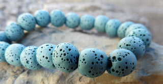 Lava (Rounds) *16 inch strand.  10mm Light Blue. - Mhai O' Mhai Beads
 - 2