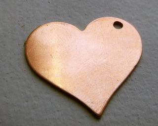 Copper "Heart w/ Side Hole" Stamping Blank.  (Packed 5) 0.032" thick and 1.1'' wide x 1'' high (See drop down for finish options) - Mhai O' Mhai Beads
