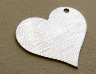 Aluminum "Heart w/ Side Hole" Stamping Blank.  (Packed 10) 0.032" thick and 1.1'' wide x 1'' high (See drop down for finish options) - Mhai O' Mhai Beads
 - 2