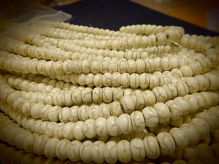 Howlite (Rondelles) 8 x 5mm.  16" strand (Natural Cream Color) - Mhai O' Mhai Beads
