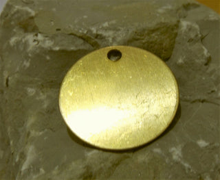 Brass (1" Round Disc w/ Hole)  Packed 5 - Mhai O' Mhai Beads
 - 1