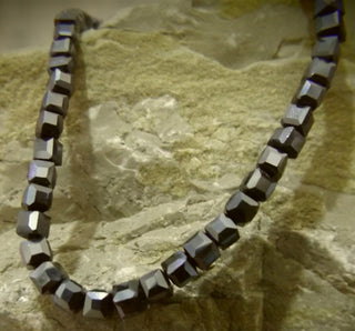 Glass Beads (CUBE) 3x3x3mm.  Black with Electroplating.  (Faceted and Firepolished). - Mhai O' Mhai Beads
 - 1