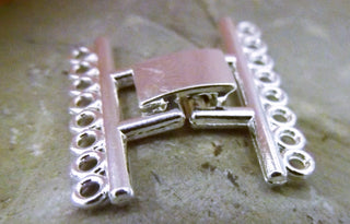 Clasp- Fold Over Watch Band Style... 8 Strand. 23x23x4mm, Hole: 2mm..  *Sold Individually.  See Drop Down for Color Options