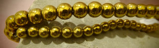 Hematite (Gold Color Plated Round Beads) See Drop Down for Size Options.   15" Strand