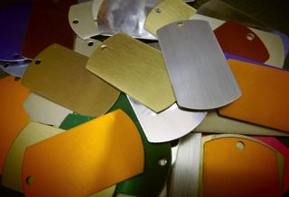 Aluminum (Dog Tag) Stamping Blanks (WITH HOLE) - (packed 5) SEE DROP DOWN FOR OPTIONS!
