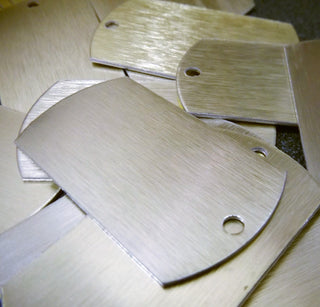 Aluminum (Dog Tag) Stamping Blanks (WITH HOLE) - (packed 5) SEE DROP DOWN FOR OPTIONS!