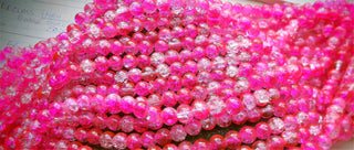 Glass (Crackle) Rounds *Two Tone Clear/ Pink (BOLD!) Round  (8mm)