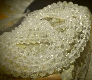 Crystal (Chinese) *Faceted Rondelle  (Clear with AB Plating)   *8mm