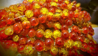 Glass (Crackle) Rounds *Deep Red / Yellow.   Rounds   *See Drop Down for Size Options
