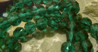 6mm Faceted Round Crystals *Green  (approx 90 beads per 20" Strand)