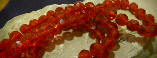 6mm Faceted Round Crystals *Red  (approx 90 beads per 20" Strand)