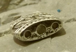 3 Hole Metal Spacer/ Multi Strand Bead in Antique Silver. 8x10.5x4mm, Hole: 2mm  (packed 20)