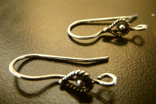 Sterling Silver (with Design) Ear Wires.  (Packed per pair) *25 x 12 mm
