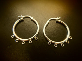 Sterling Silver (Hoop with 5 Loops) Ear Wires.  (Packed per pair) *25 x 25 mm